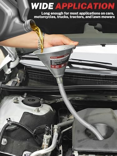 26-Inch Flexible Steel Oil Funnel with Filter for Transmission Fluid and Oil