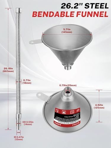 26-Inch Flexible Steel Oil Funnel with Filter for Transmission Fluid and Oil view 2