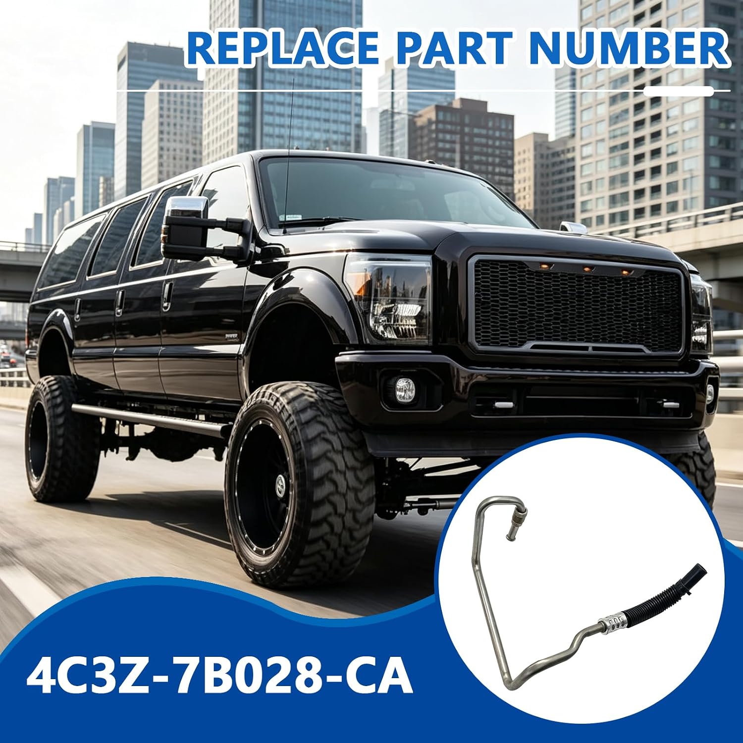 Ford 6.0L Super Duty Transmission Cooler Line 4C3Z-7B028-CA view 2