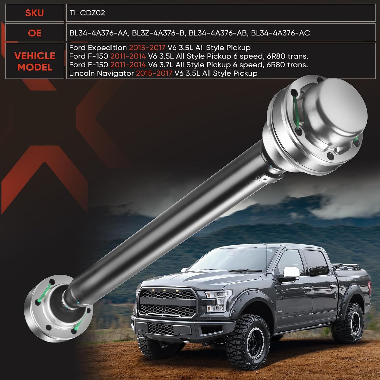 Ford F-150 V6 4WD Front Driveshaft BL3Z-4A376-B view 3