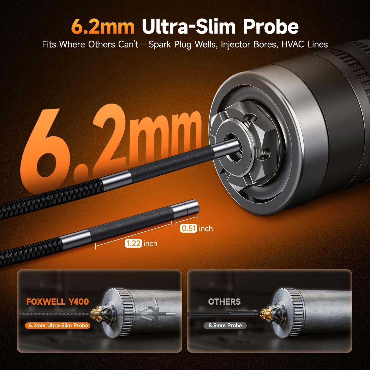 220 Degree Articulating Borescope, 6.2mm Probe, 5.3FT view 2