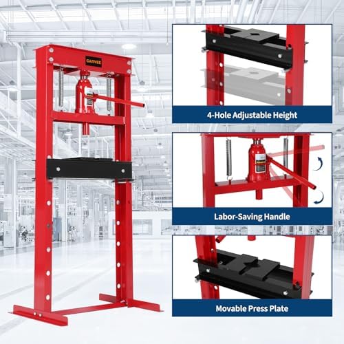 20 Ton H-Frame Hydraulic Shop Press with Press Plates view 2