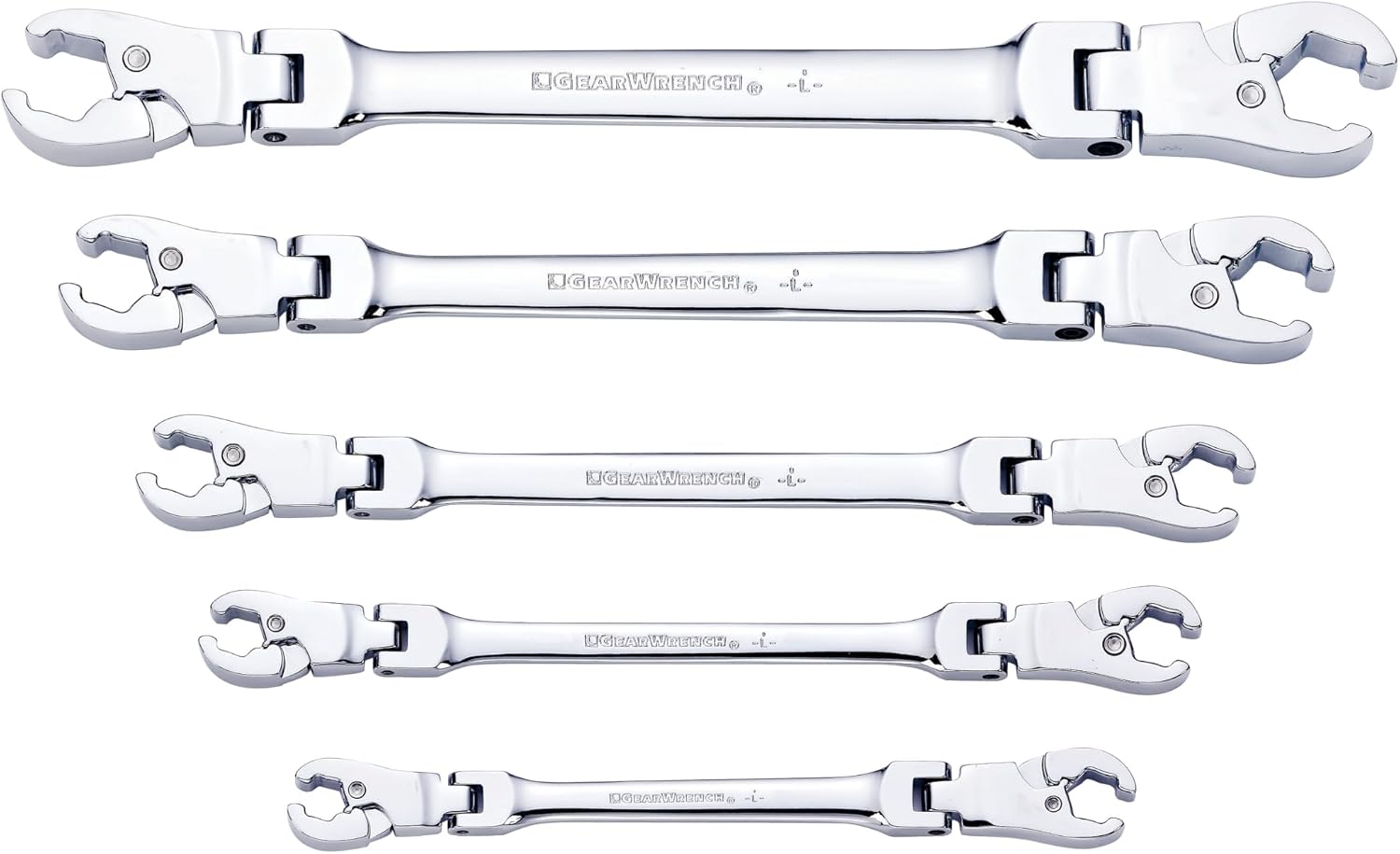 Ratcheting Flex Head Flare Nut Wrench Set 5-Piece SAE