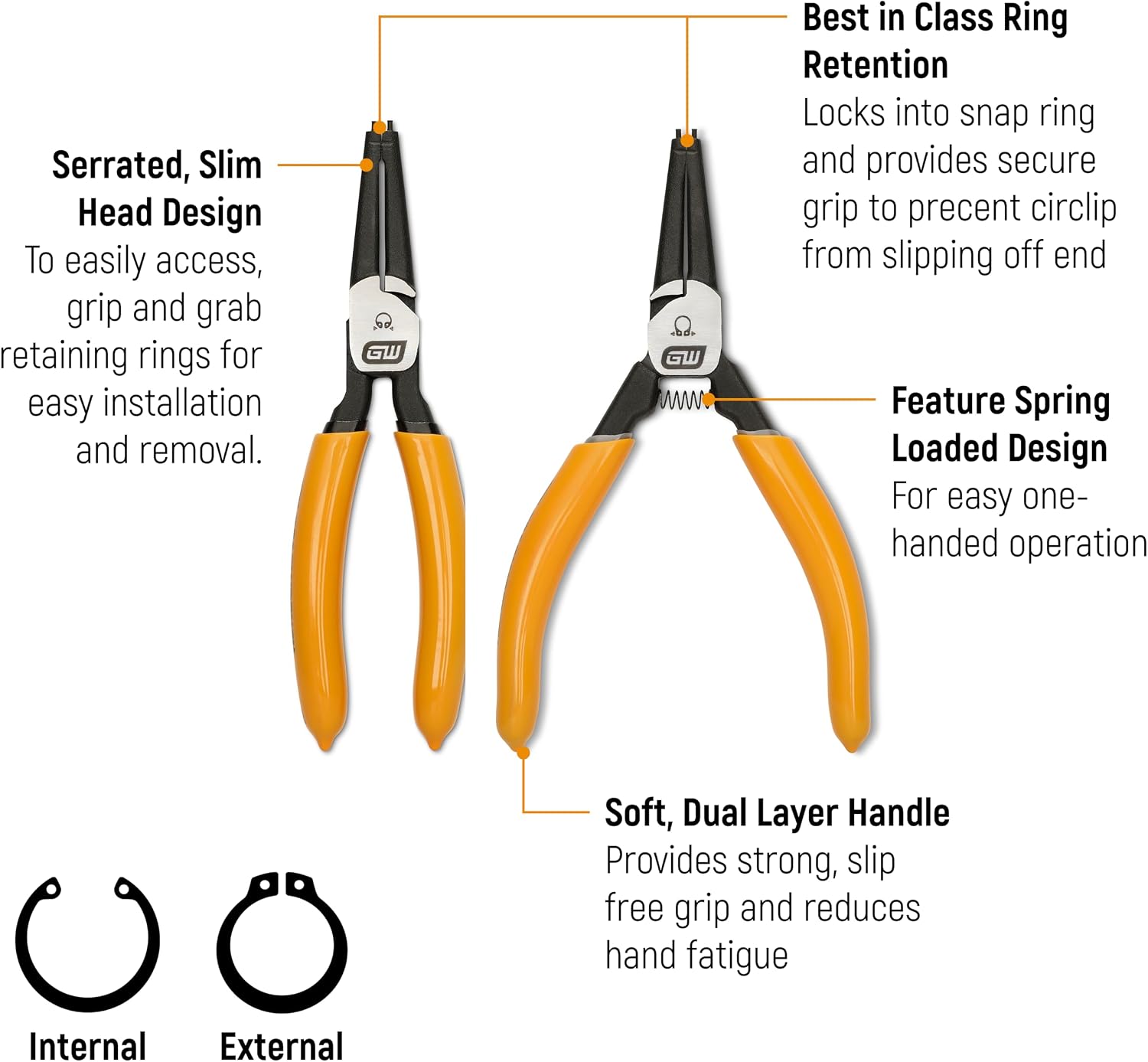 GEARWRENCH 89701 Snap Ring Pliers Set, 7 and 9 Inch 4-Piece view 3