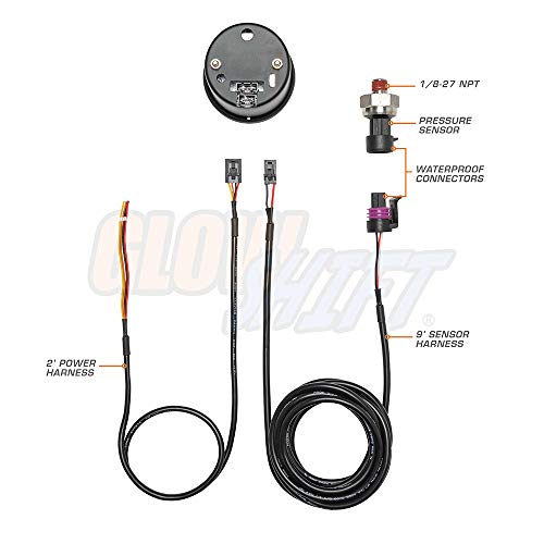 GlowShift 400 PSI Digital Transmission Pressure Gauge, 52mm view 3