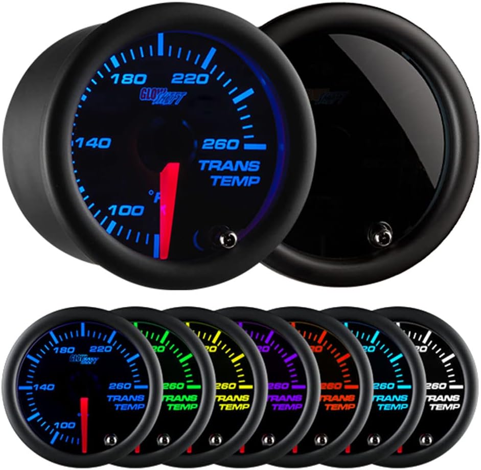 GlowShift Tinted 7 Color 52mm Transmission Temp Gauge Kit