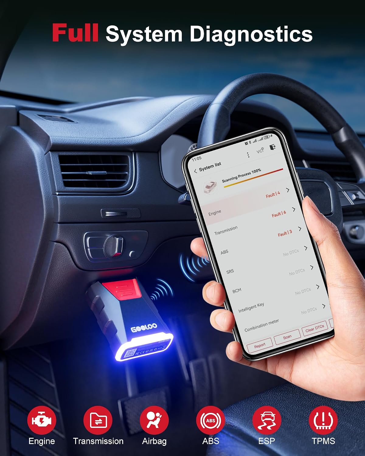 GOOLOO DS200 Bluetooth Bidirectional OBD2 Scanner view 3