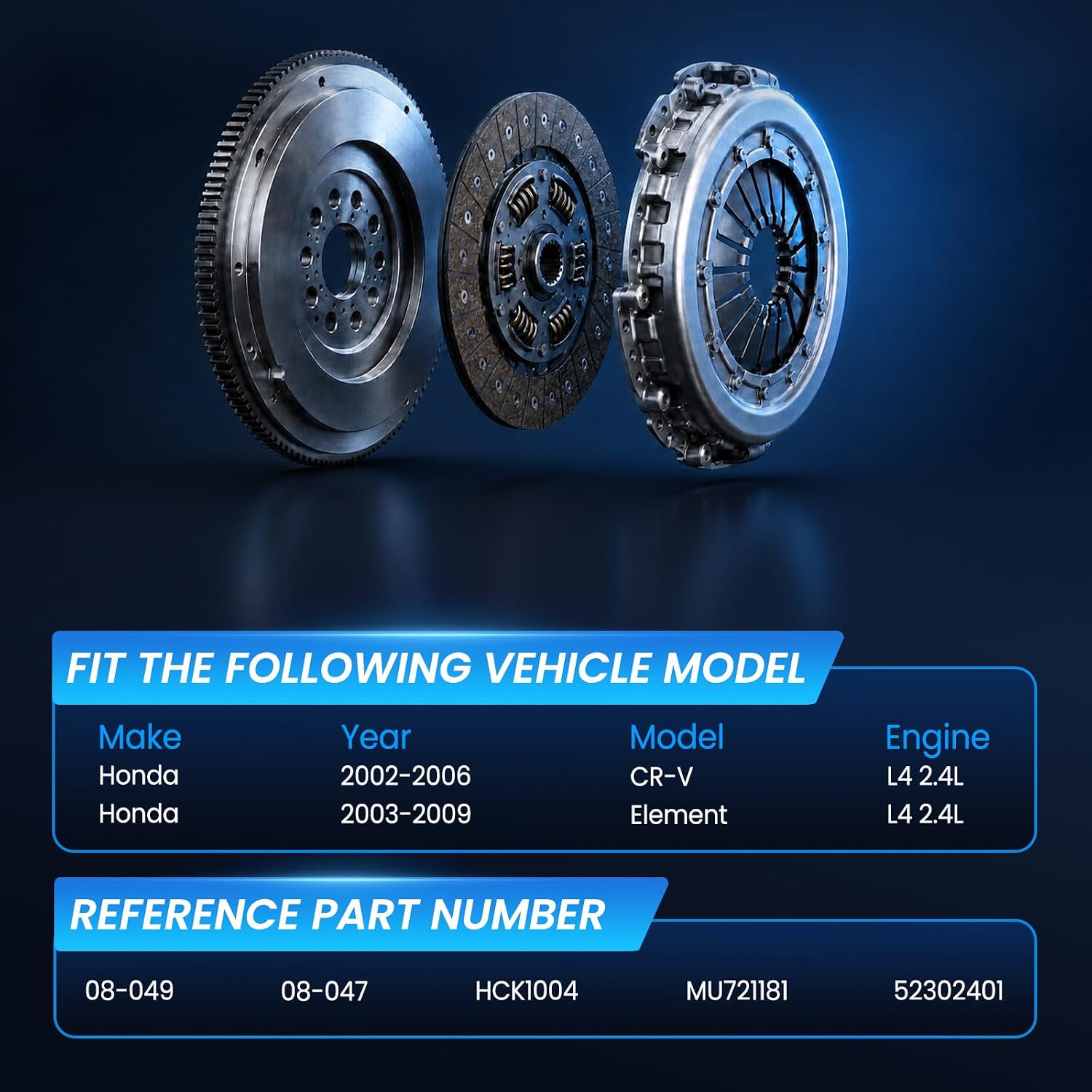 Manual Transmission Clutch Kit Honda CR-V 2.4L 24-Spline view 2