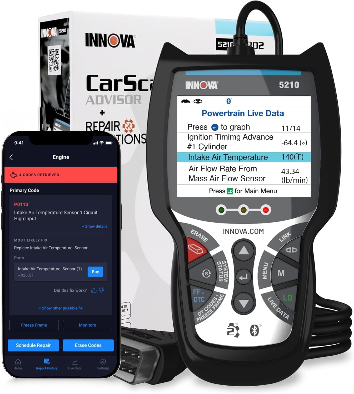 Innova 5210 OBD2 Scanner Code Reader & Battery Tester