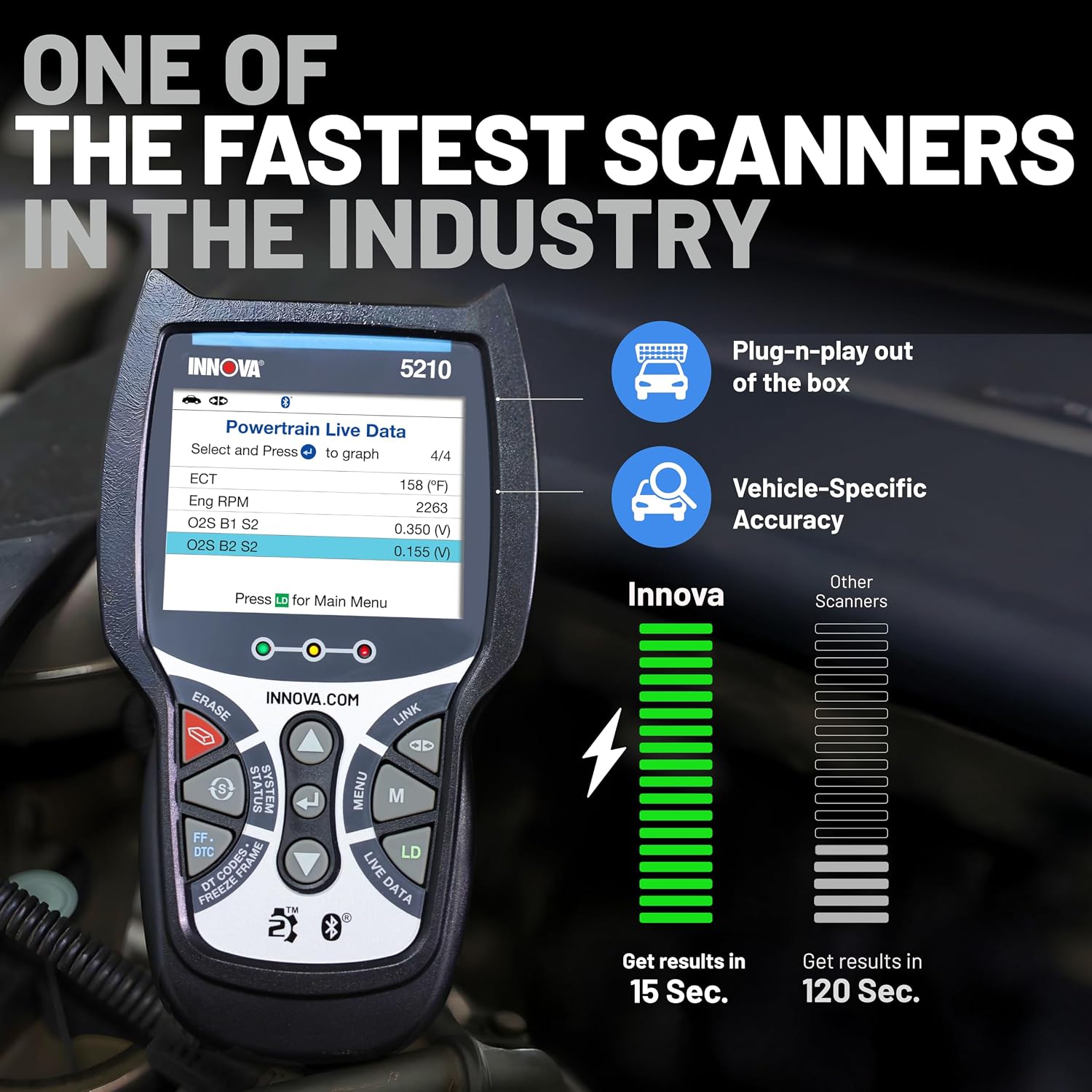Innova 5210 OBD2 Scanner Code Reader & Battery Tester view 3