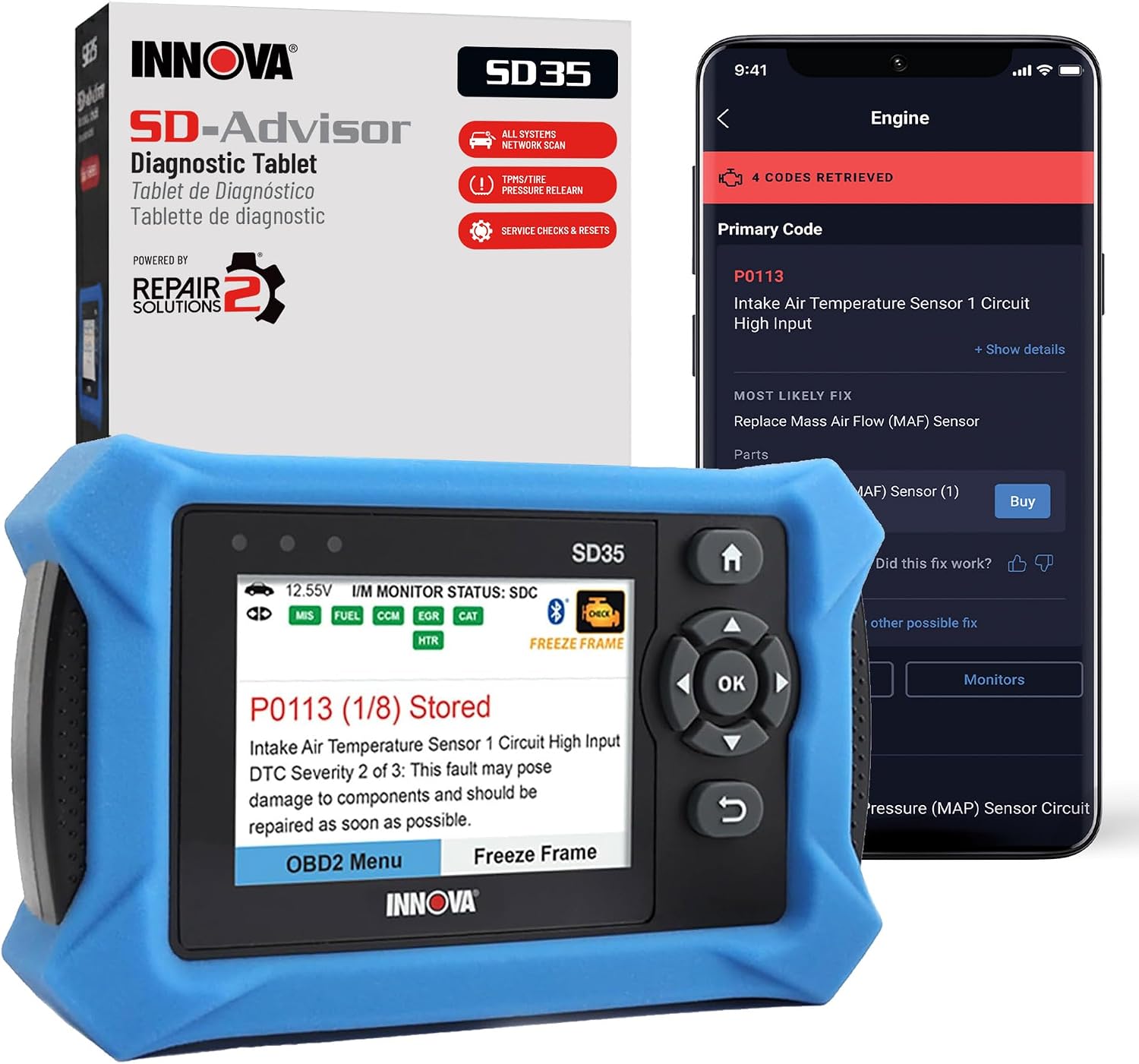 Innova SD35 All-System OBD2 Scanner with Live Data