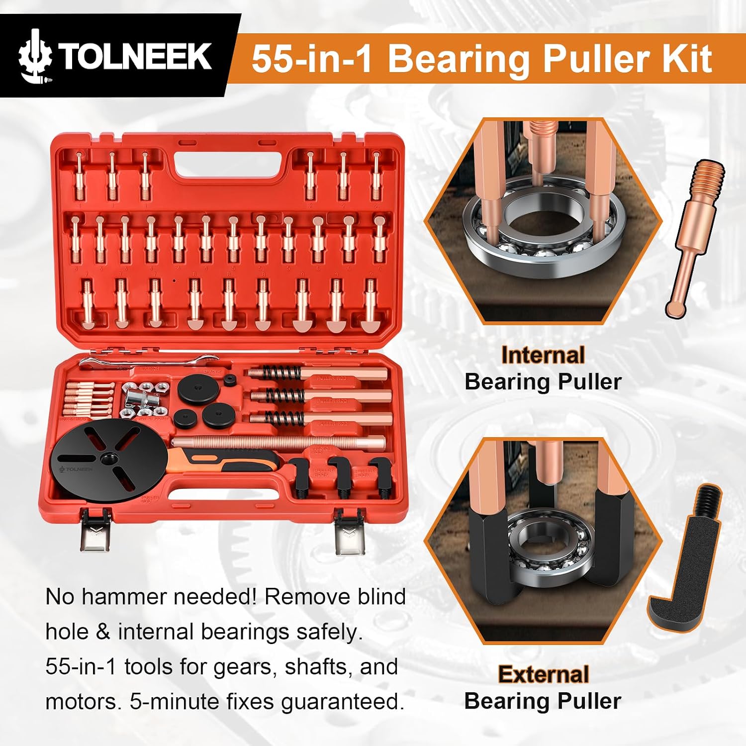 Internal and External Bearing Puller Kit with Case view 2