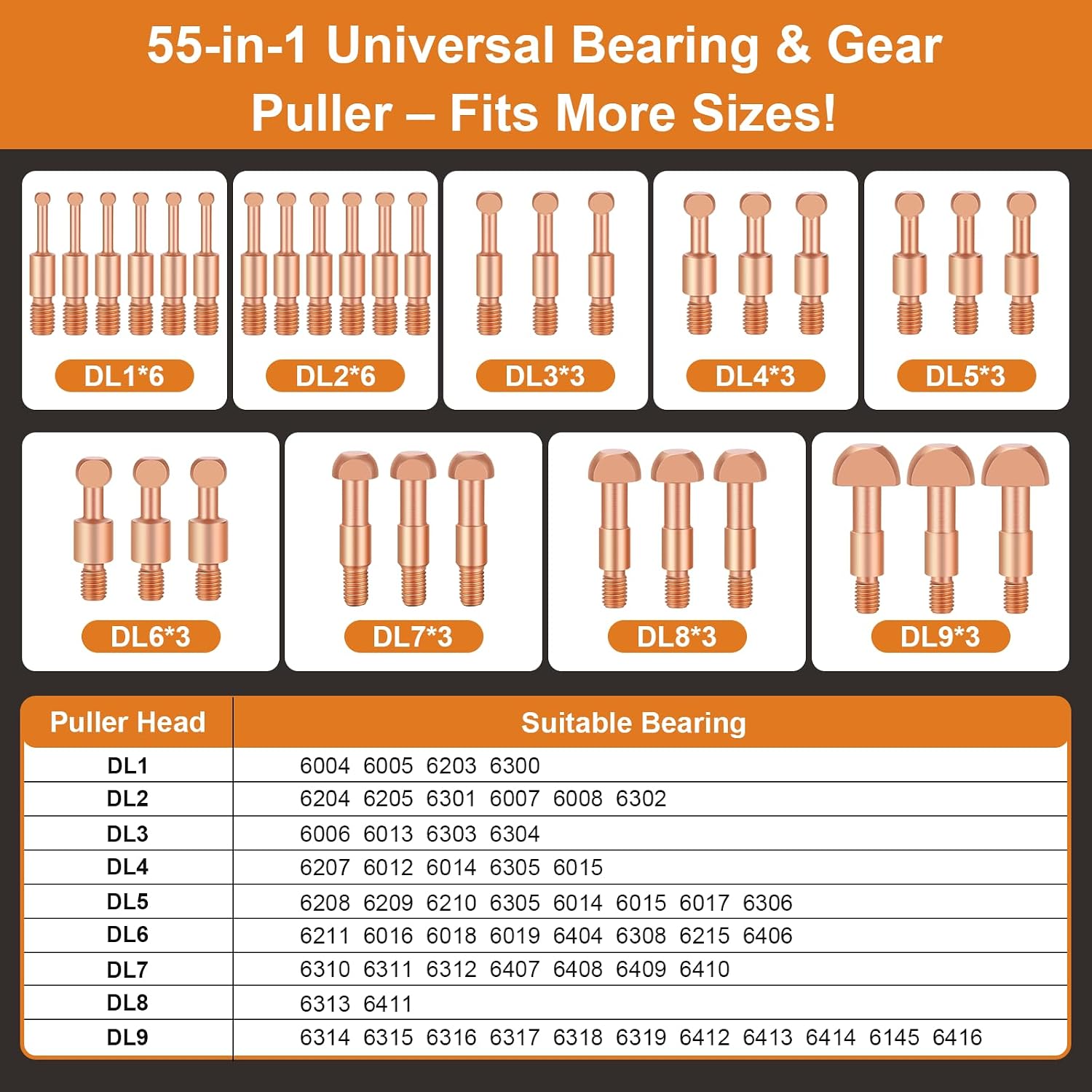 Internal and External Bearing Puller Kit with Case view 3