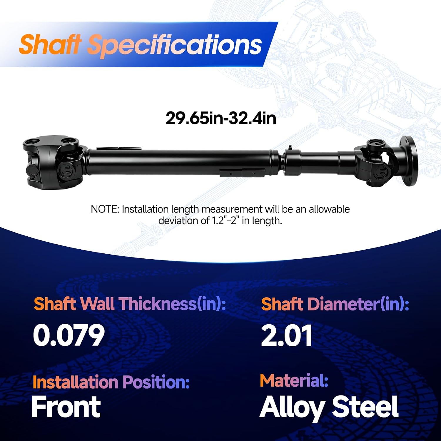 Jeep Grand Cherokee ZJ V8 Front Driveshaft 938-141 view 3