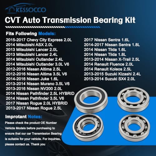 JF017E CVT Transmission Bearing Kit with RNU208-3 Roller Bearing view 2