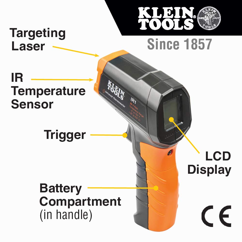 Klein Tools IR1 Non-Contact Infrared Thermometer with Laser Targeting view 2