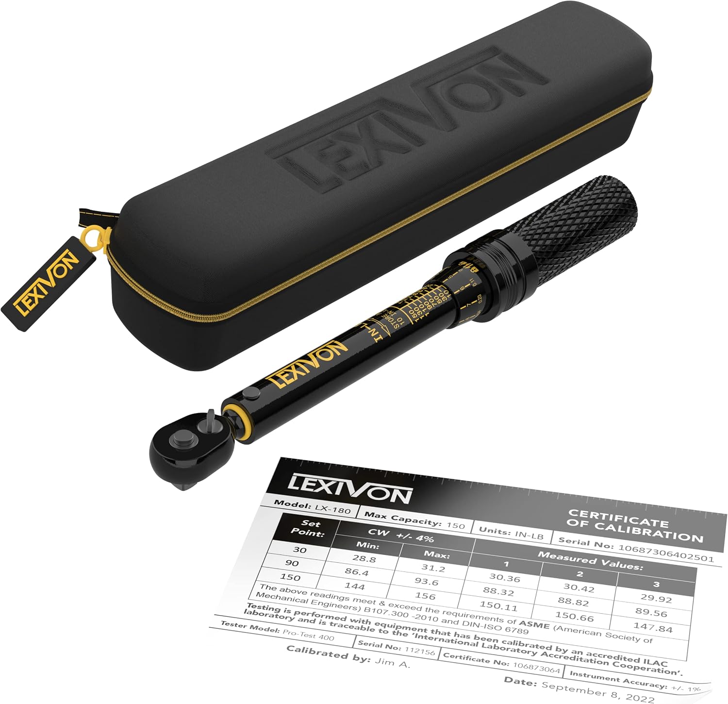 LEXIVON LX-180 Inch-Pound Torque Wrench, 1/4-Inch Drive, 10-150 in-lb Dual-Direction Click Type