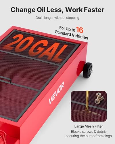 Low Profile Rolling Oil Drain Pan, 20 Gallon Manual Pump view 2