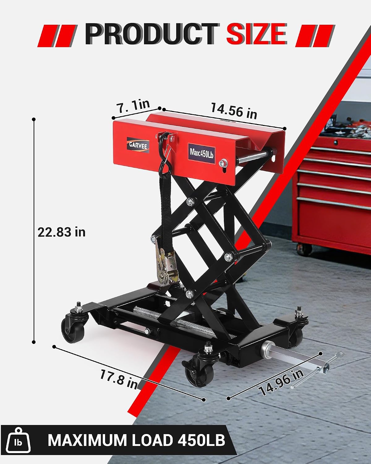 Low Profile Transmission Jack 450 lb, 7 to 23 in Lift view 3