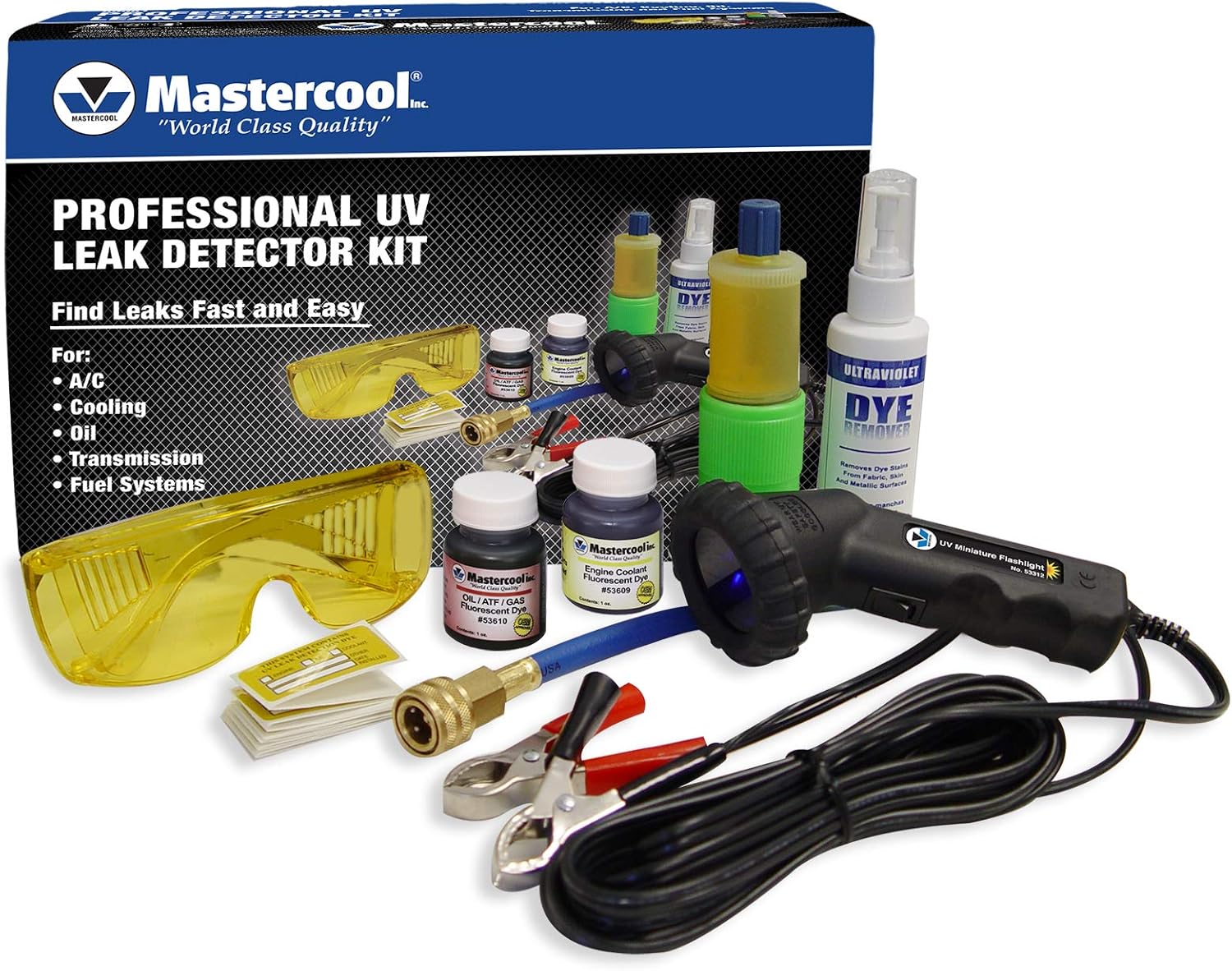 Mastercool 53351 Professional UV Leak Detection Kit with 12V UV Light