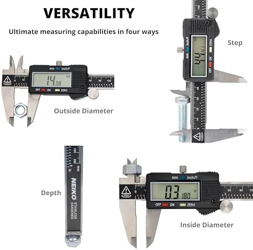 Neiko 01407A Electronic Digital Caliper, 6 Inch / 150 mm (Inch, Fraction, Metric) view 3