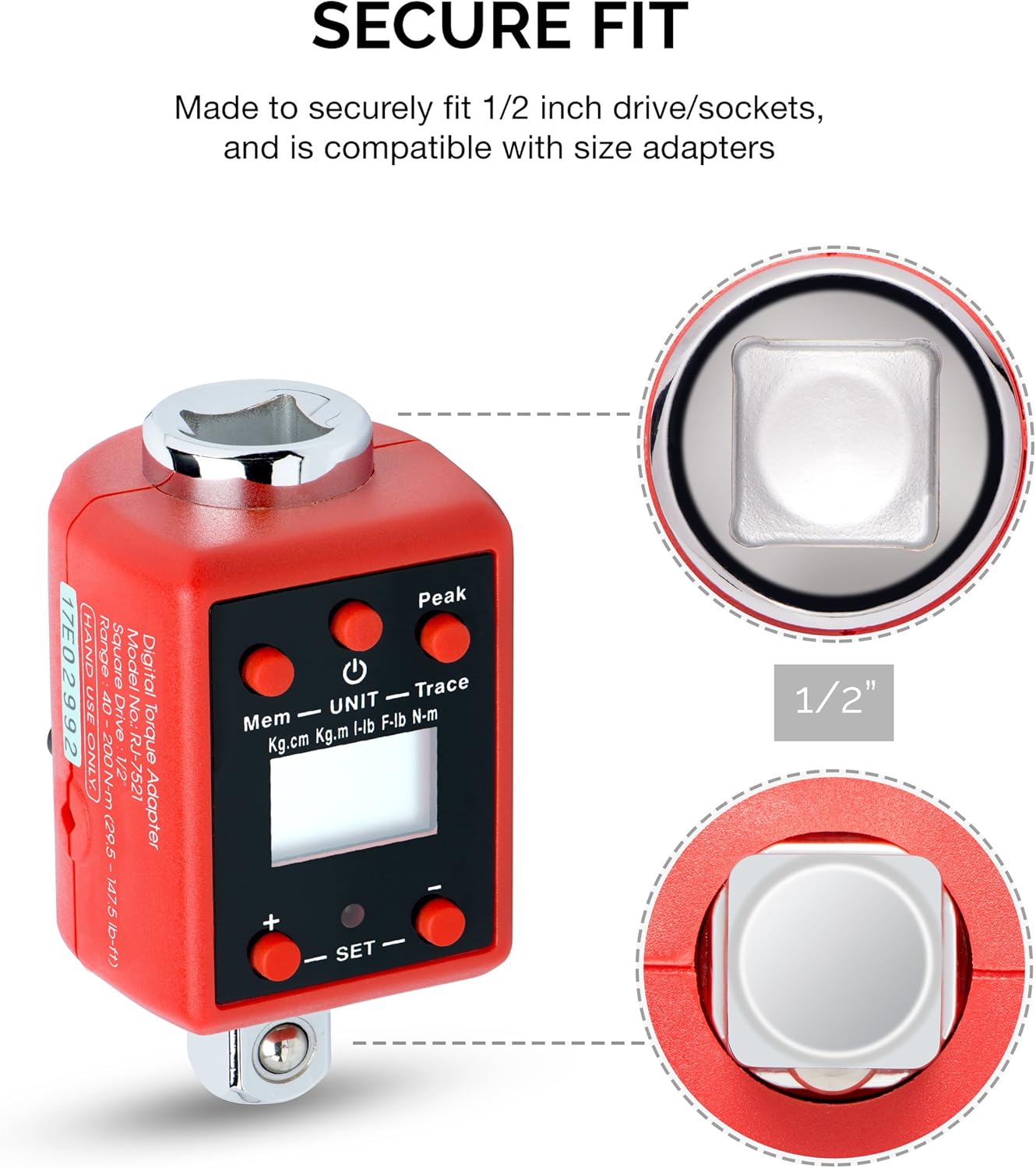 NEIKO 20741A 1/2-Inch Drive Digital Torque Adapter, 29.5 to 147.5 Ft-Lb view 2