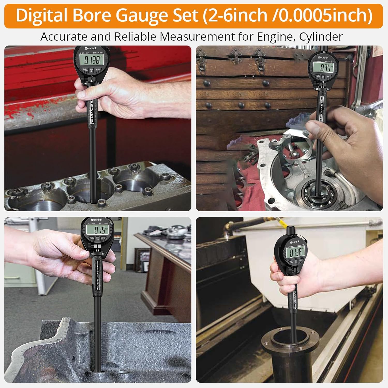 Neoteck Digital Dial Bore Gauge Set 2-6 Inch 0.0005in view 2