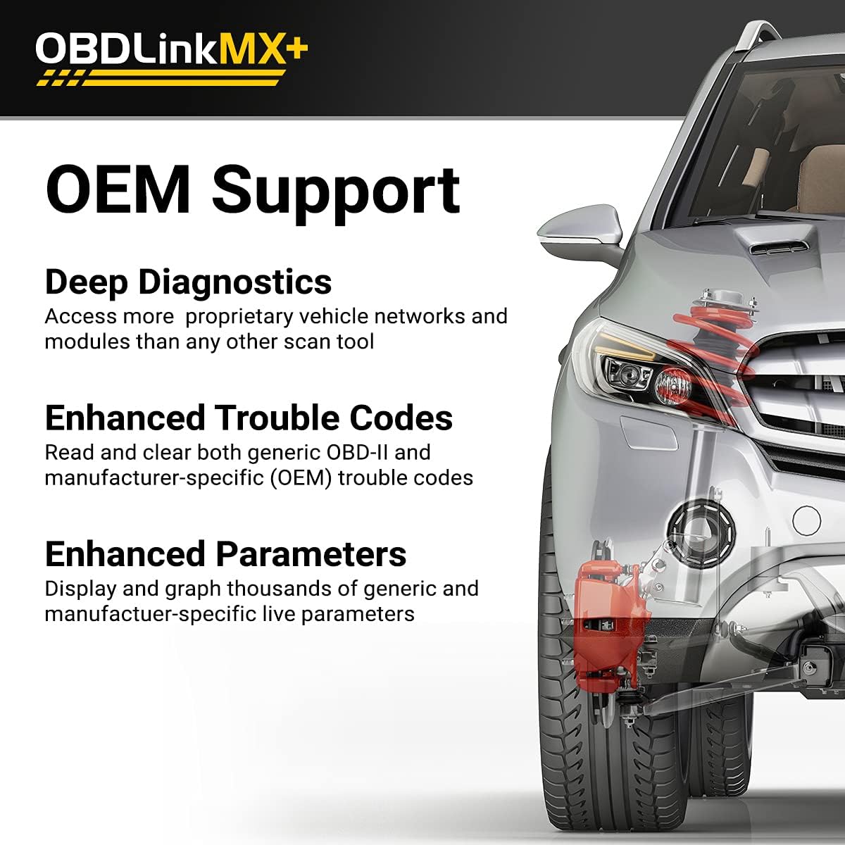 OBDLink MX+ Bluetooth OBD2 Scanner, Enhanced OEM & Trans view 3