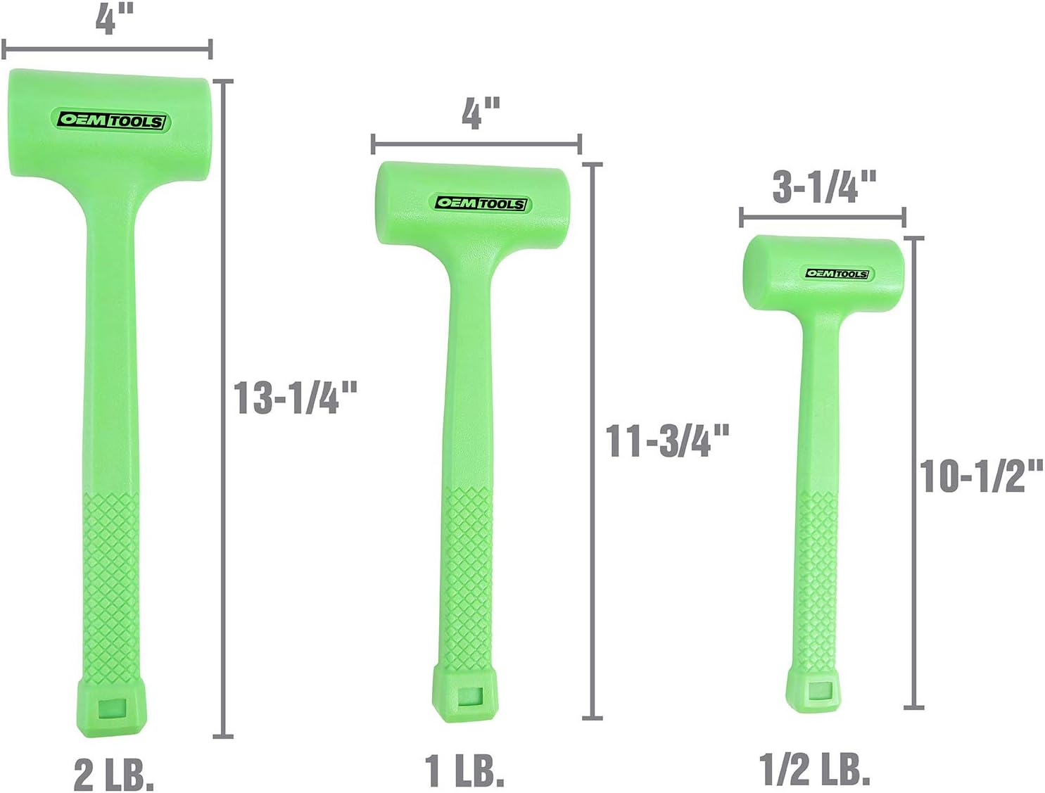 OEMTOOLS 25517 3-Piece Dead Blow Hammer Set (1/2, 1, 2 lb) view 2