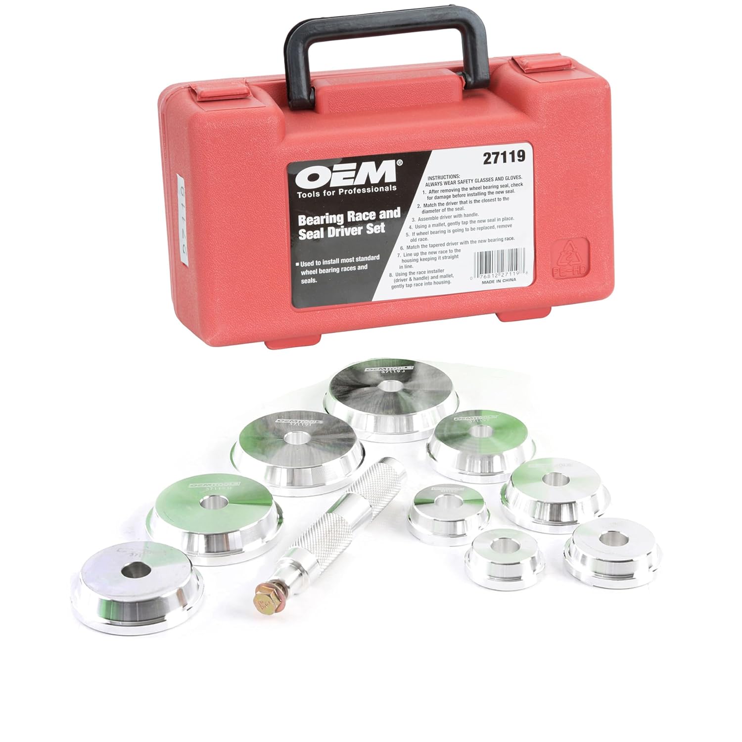 OEMTOOLS 27119 Bearing Race and Seal Driver Set - 9 Driver Sizes with Case