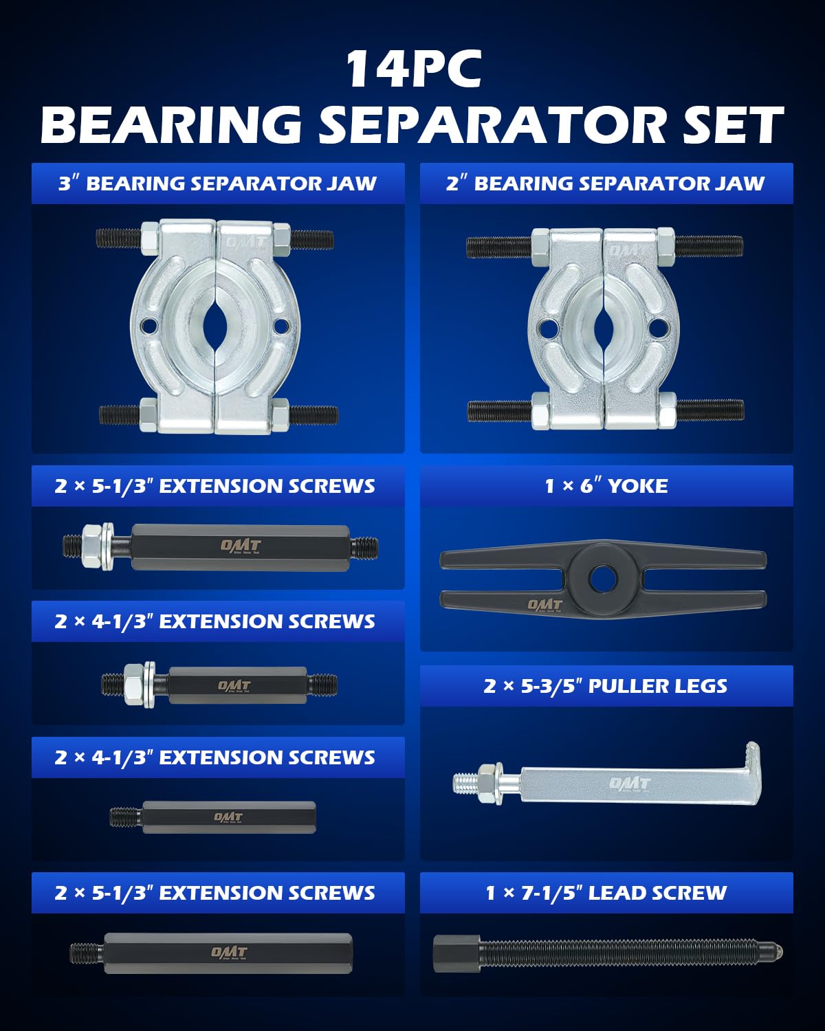 5-Ton Bearing Separator & Puller Set, 2-in and 3-in Jaws view 2
