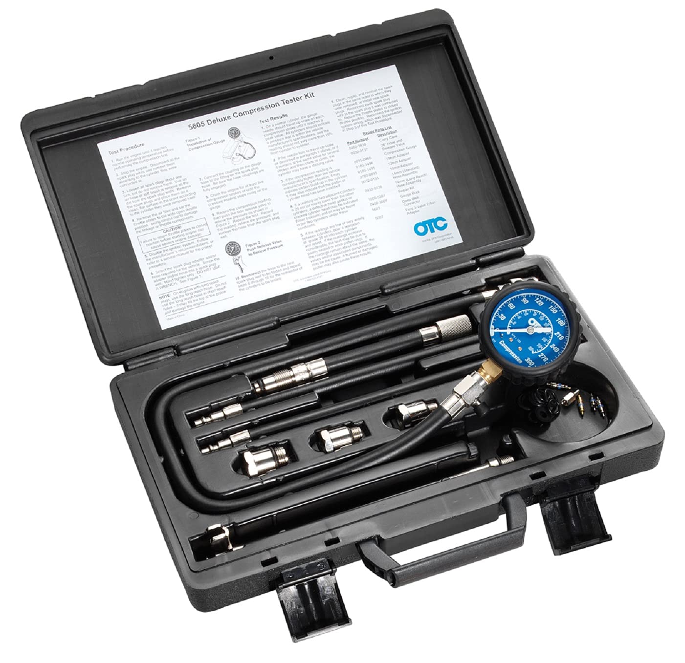 OTC 5605 Deluxe Compression Tester Kit for Gas Engines