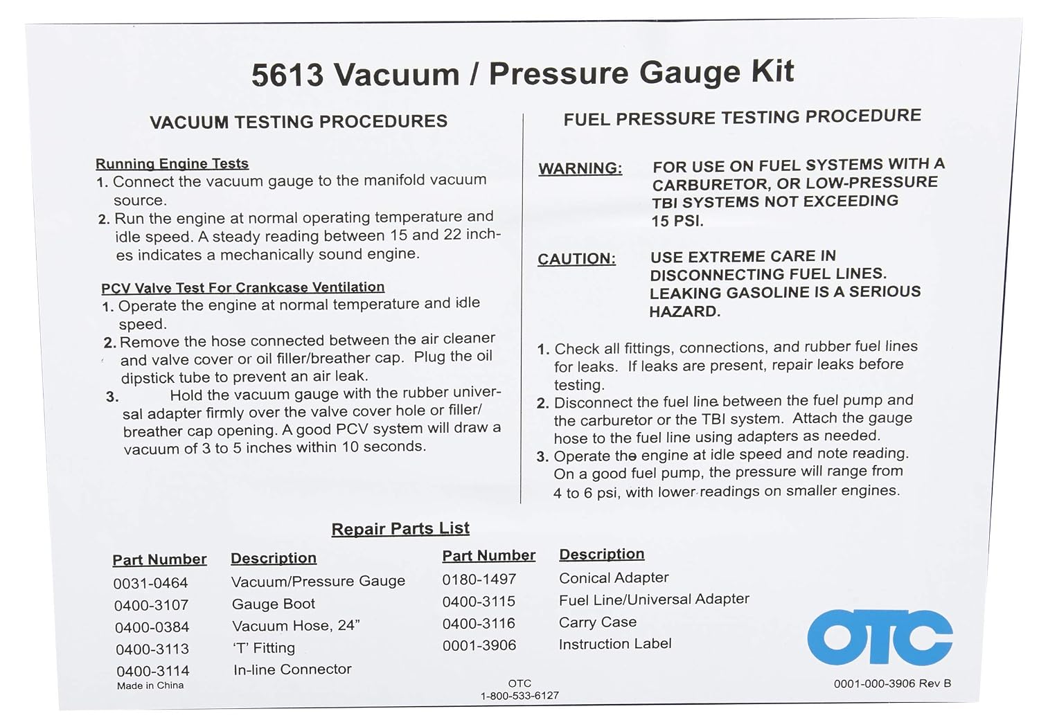 Vacuum and Pressure Gauge Kit for TH400 Modulator Testing view 3