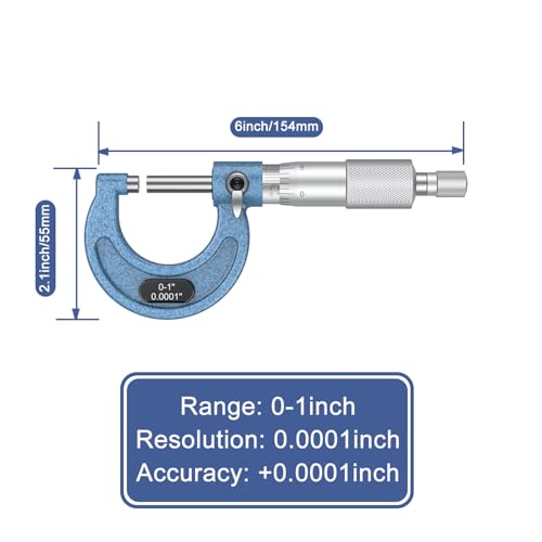 0-1 Inch Outside Micrometer, 0.0001" Graduation with Carbide Anvils and Standard view 2