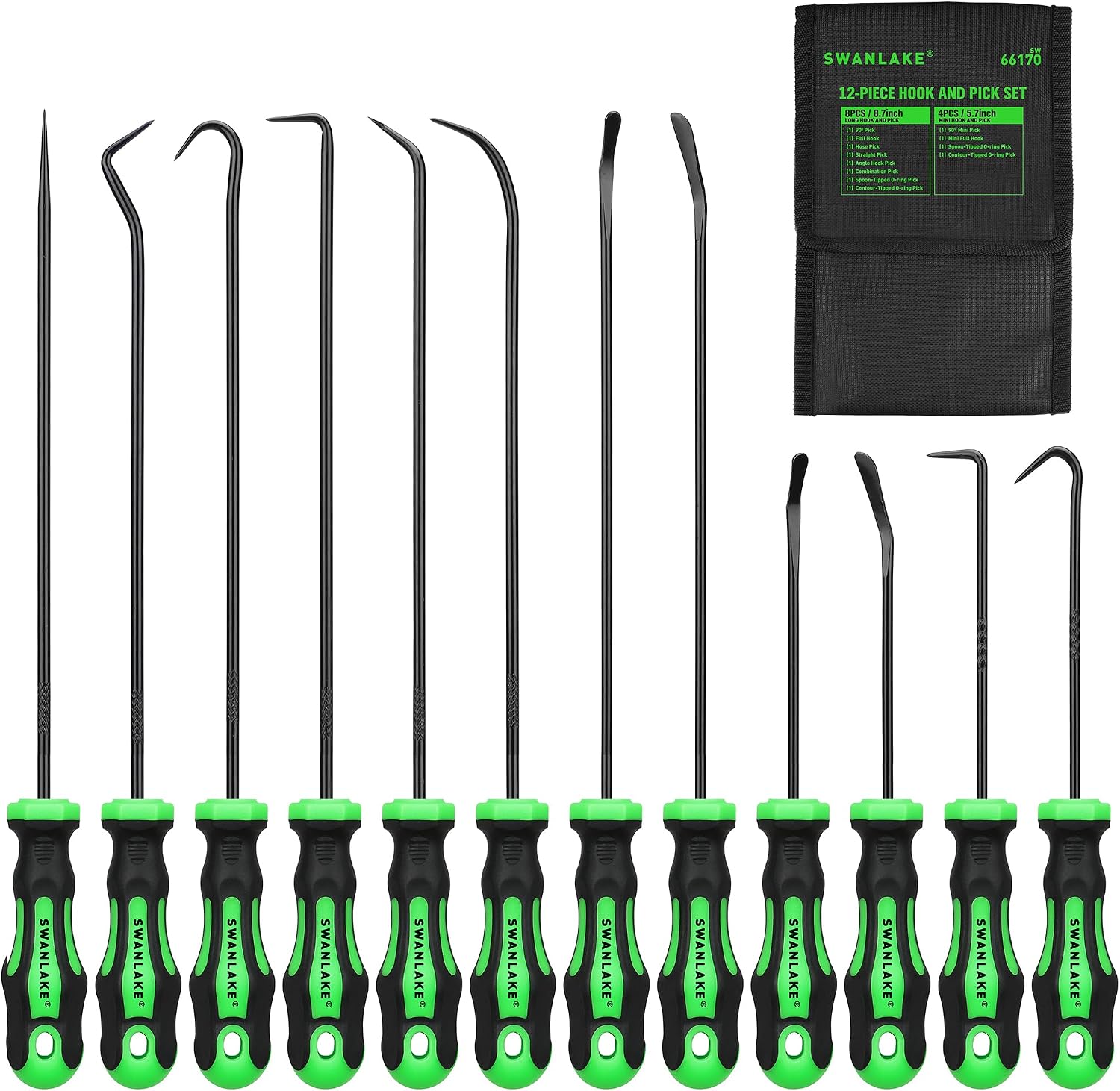 12-Piece Pick and Hook Set, Long and Short Precision Seal and O-Ring Removal Tools