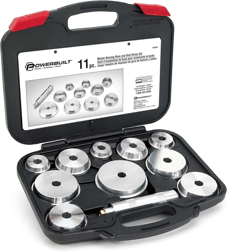 Powerbuilt 648996 Master Bearing Race and Seal Driver Set, 11-Piece Installer Kit with Case