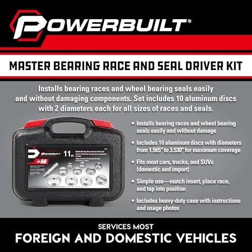 Powerbuilt 648996 Master Bearing Race and Seal Driver Set, 11-Piece Installer Kit with Case view 2