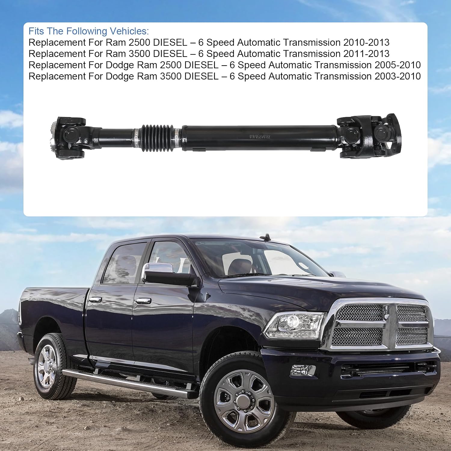 Ram 2500 3500 Diesel Front Driveshaft 52123326AB view 2
