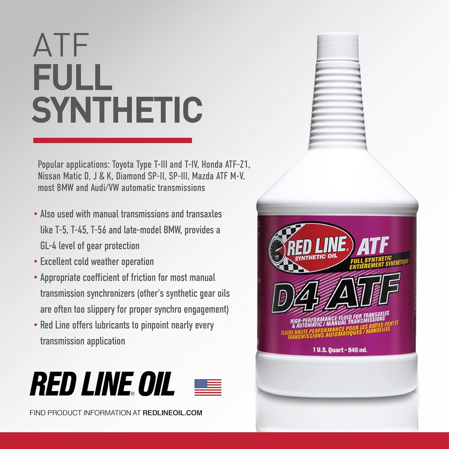 Red Line 30505 D4 Full Synthetic ATF - 1 Gallon view 3