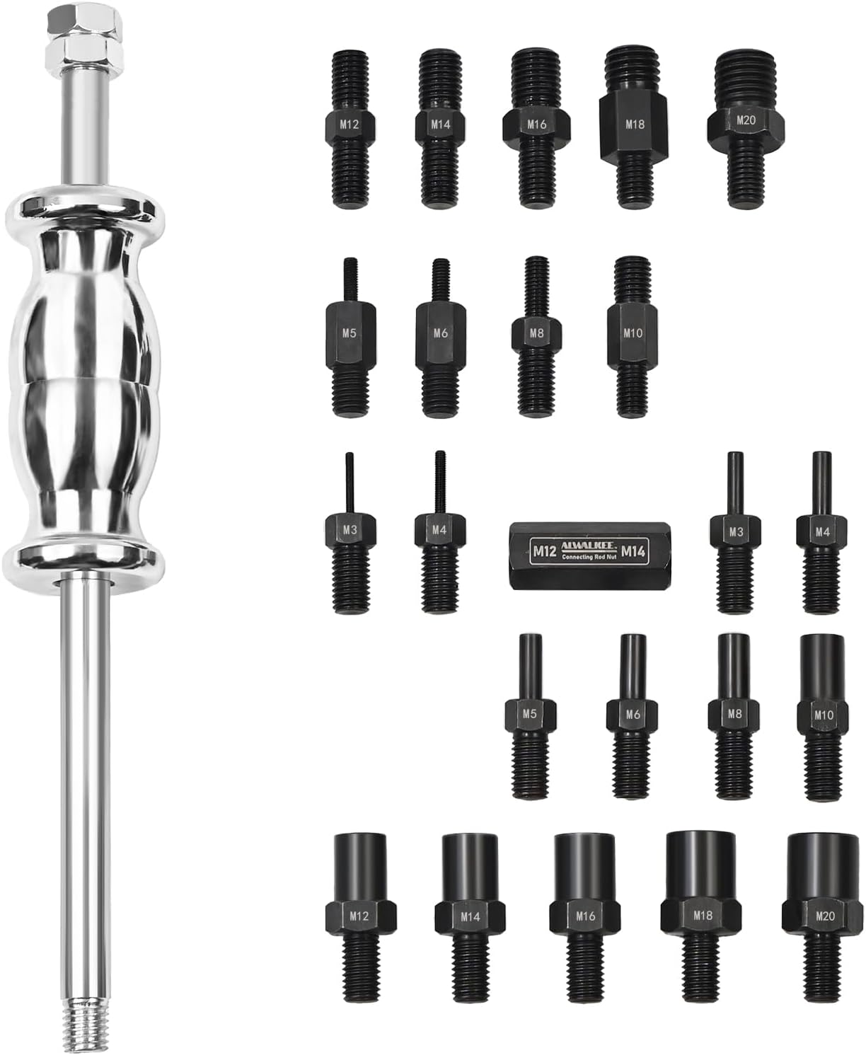 Slide Hammer Dowel Pin Puller Set, 24-Piece M3-M20