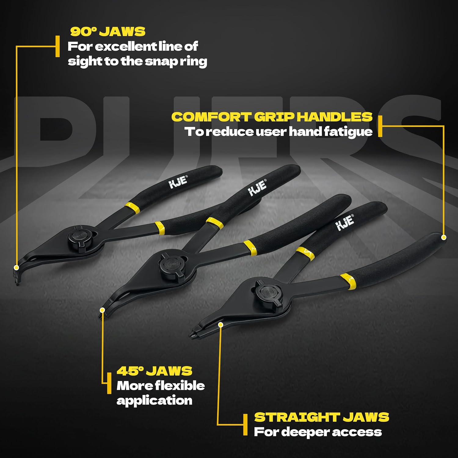 12-Piece Snap Ring Pliers Set with 45 and 90 Degree Jaws view 3