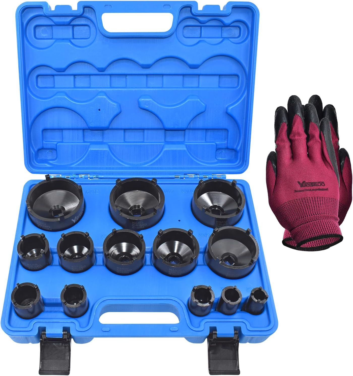 13-Piece Spindle Nut Socket Set, 22-83.5mm 4-Tooth