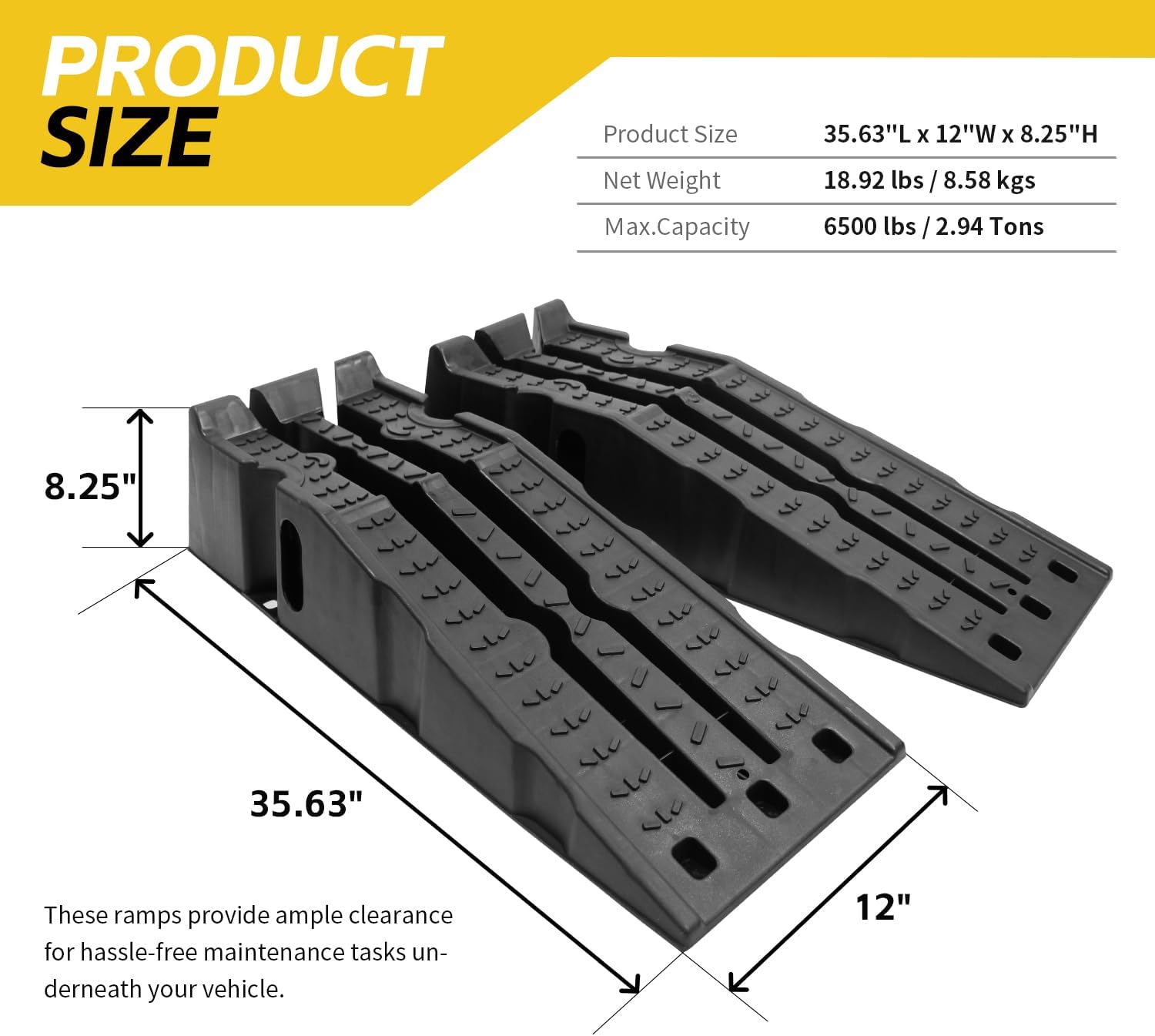 Stackable Car Service Ramps 6,500 lb Pair, 6.7 in Lift view 2