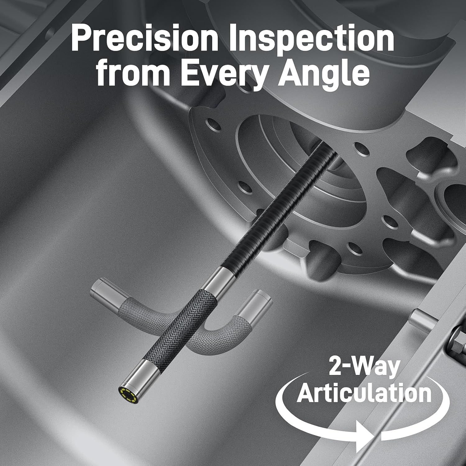 Two-Way 210 Degree Articulating Borescope, 5FT, 4.5in Screen view 2