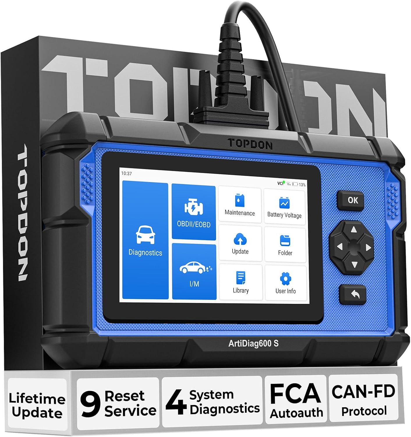 TOPDON AD600S OBD2 Scanner - ABS SRS Transmission, 9 Resets