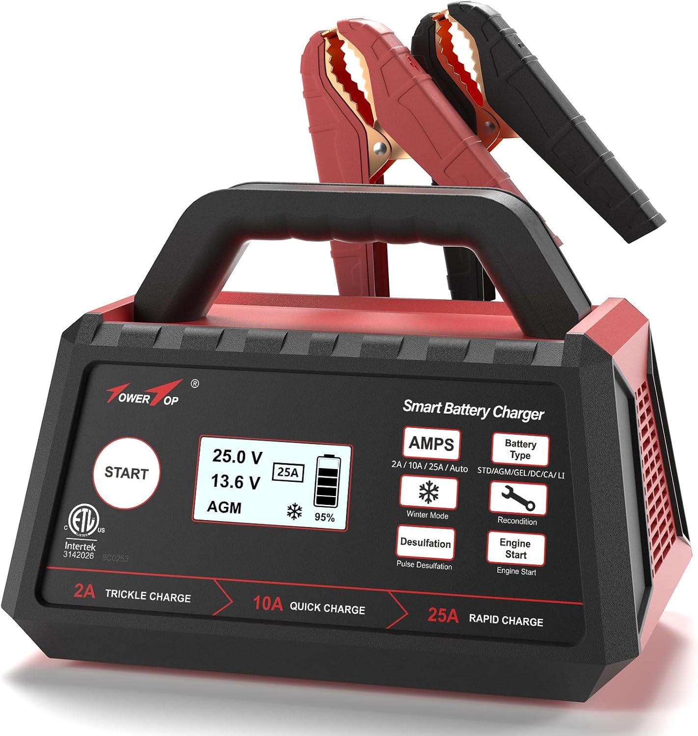 TowerTop 25A 12V Smart Battery Charger and Maintainer