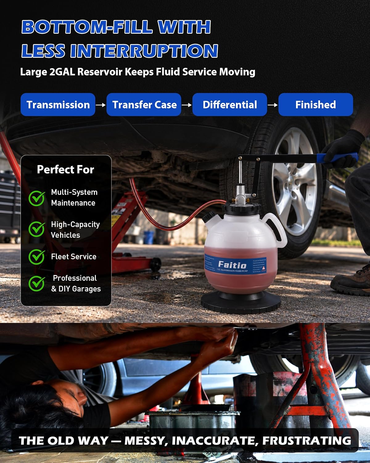 Transmission Fluid Fill Pump 7.5L with 15 ATF Adapters view 3