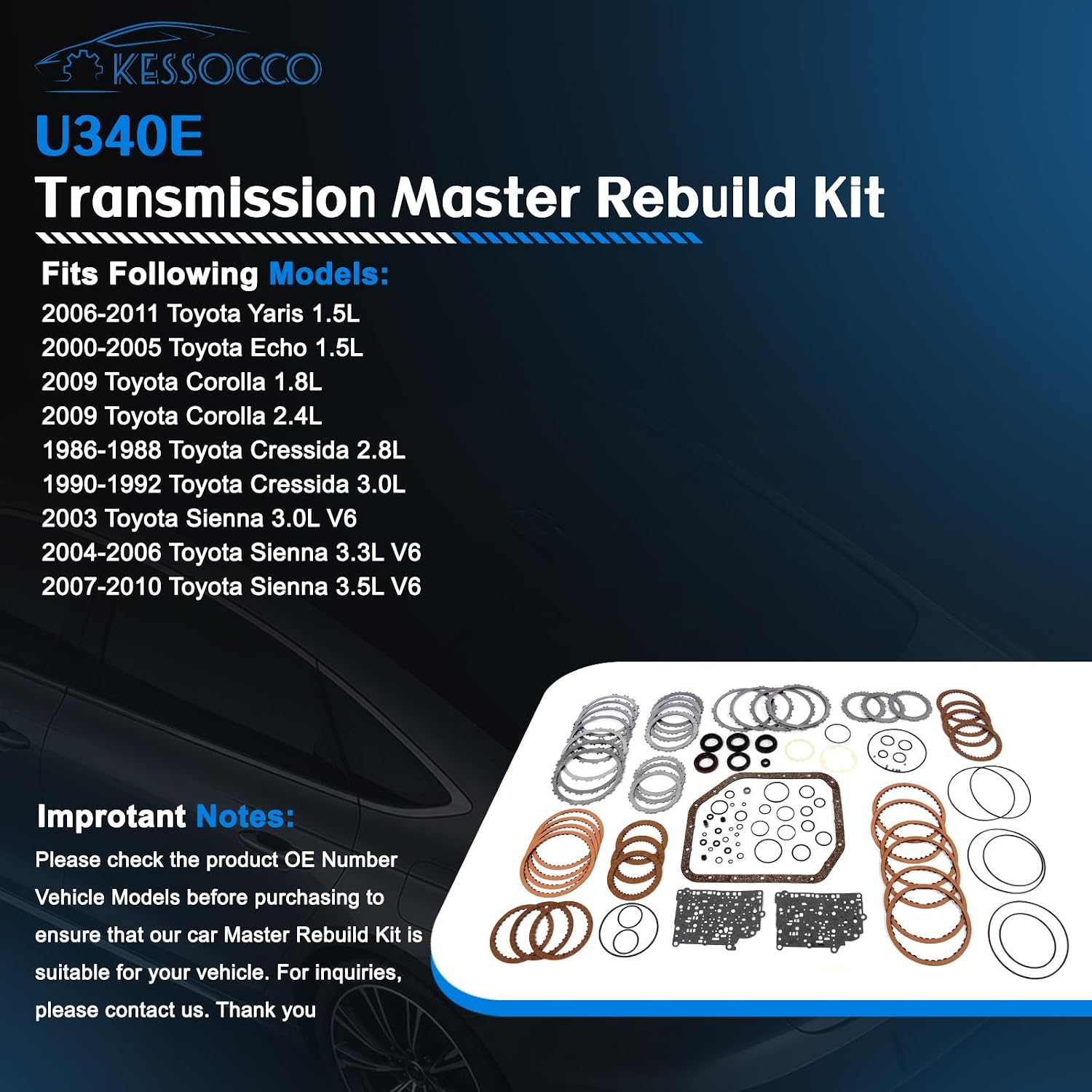 U340E Transmission Master Rebuild Kit for Toyota Echo and Yaris view 2