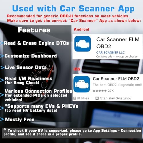 Veepeak OBDCheck BLE+ Bluetooth OBD2 Scanner for iOS and Android
