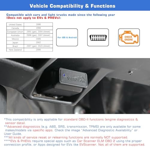 Veepeak OBDCheck BLE+ Bluetooth OBD2 Scanner for iOS and Android view 3